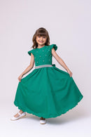 Vestido Ysa Kids Ariane Longo Verde Bandeira