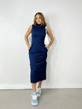 Vestido Feminino Midi em Ribana Regata com Gola Falsa Roberta Ref. 1499
