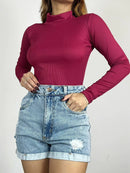 Body Feminino em Ribana Manga Longa e Gola Alta Jeniffer Ref. 1469