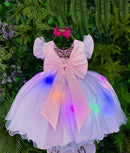 Vestido Tematicos Ysa Kids Lilo Stitch Rosa Bebe com Led