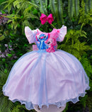 Vestido Tematicos Ysa Kids Lilo Stitch Rosa Bebe com Led