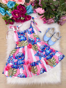 Vestido Temáticos Ysa Kids Stitch Rosa