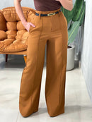 Calça Feminina Pantalona em Alfaiataria com Cinto Natasha Ref. 1013