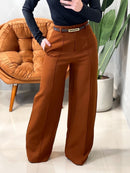 Calça Feminina Pantalona em Alfaiataria com Cinto Natasha Ref. 1013