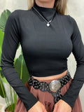 Cropped Feminino em Ribana Manga Longa com Gola Ramona Ref. 889