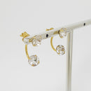 Brinco fixo com dois strass 6mm cristal. Estilo "Grace Kelly BANHADO A OURO 18K