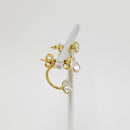 Brinco fixo com dois strass 6mm cristal. Estilo "Grace Kelly BANHADO A OURO 18K