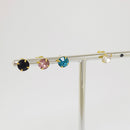 Brinco fixo ponto de luz 6mm com strass no cristal e colorido BANHADO A OURO 18K