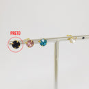 Brinco fixo ponto de luz 6mm com strass no cristal e colorido BANHADO A OURO 18K