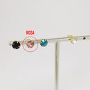 Brinco fixo ponto de luz 6mm com strass no cristal e colorido BANHADO A OURO 18K