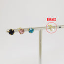 Brinco fixo ponto de luz 6mm com strass no cristal e colorido BANHADO A OURO 18K