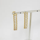 Brinco pendurado Riviera de baguete 3x6mm cristal BANHADO A OURO 18K
