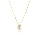 COLAR COM PINGENTE DE GOTA CRAVEJADO DE ZIRCÔNIA CRISTAL (40CM+5CM) BANHADO A OURO 18K