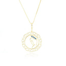 COLAR REGIOSO NOSSA SENHORA CRAVEJADO DE ZIRCÔNIA AZUL ESCURO (45CM-5CM) BANHADO A OURO 18K