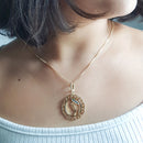 COLAR REGIOSO NOSSA SENHORA CRAVEJADO DE ZIRCÔNIA AZUL ESCURO (45CM-5CM) BANHADO A OURO 18K