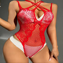 Body Feminino Vermelho Jacquard com Alças Cruzadas