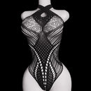 Body Sexy em Malha Jacquard com Amarração Cruzada no Pescoço