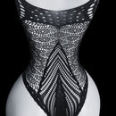 Body Sexy em Malha Jacquard com Amarração Cruzada no Pescoço