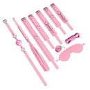 Kit Bondage Rosa 10 em 1 em Couro Sintético – BDSM Fetiche