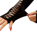 Luvas Longas Pretas com Recortes Estilo Sexy Retrô p/ Festas