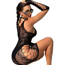 Vestido Bodycon  com Mangas em Renda e Recortes Vazados