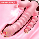 Vibrador 3 em 1 Feminino Recarregável – Estímulo Clitoriano, Anal e Ponto G