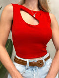Cropped em Ribana Regata com Recorte Unilateral Janaiane Ref. 1108
