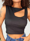 Cropped em Ribana Regata com Recorte Unilateral Janaiane Ref. 1108