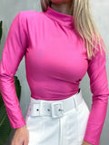 Cropped Feminino De Suplex Manga Longa Com Gola Anaiza ref.916