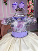 Vestido Marie Saia Off Peito Florido Lilas