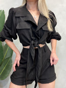 Conjunto em Alfaiataria Sensoriale Shorts e Camisa com Amarração Ana Paula Ref. 1556
