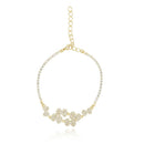 PULSEIRA DE LAÇOS CRAVEJADOS DE ZIRCÔNIAS CRISTAIS BANHO OURO 18K