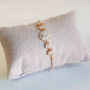 PULSEIRA FLOR COM CRISTAL CRAVEJADO - BANHO OURO 18K