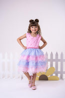 Vestido Ysa Kids Lauren Rosa - Colorido - Candy