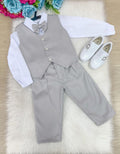 Conjunto Miss Cherry Social Leonardo Colete Cinza Claro