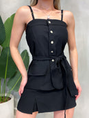 Conjunto em Alfaiataria Sensoriale Bata de Alça e Shorts Saia Vanessa Ref. 1615