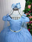 Vestido Banana Club Longo Diamante Azul Bebe