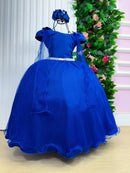 Vestido Banana Club Longo Diamante Azul Royal