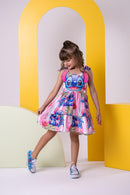 Vestido Temáticos Ysa Kids Stitch Rosa