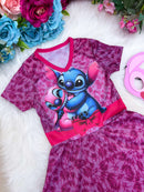 Fantasia Menina Stitch e Angel Rosa