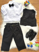 Conjunto Social Pajem Calça Colete Preto e Camisa Branca
