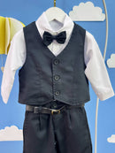 Conjunto Social Pajem Calça Colete Preto e Camisa Branca
