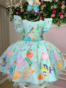 Vestido Tematicos Kids Fundo do Mar - Sereia Ariel Modelo 2 Tiffany