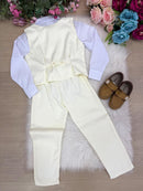 Conjunto Miss Cherry Social Leonardo Colete Amarelo Claro