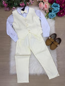 Conjunto Miss Cherry Social Leonardo Colete Amarelo Claro