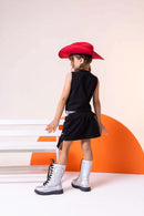 Kit Conjunto Blogueirinha Boiadeira Maraisa Jeans Preto + Chapeu