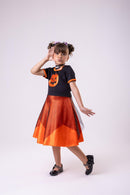Fantasia Halloween Menina Bruxinha Abóbora Laranja