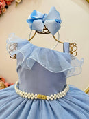 Vestido Infantil Longo Azul Formaturas Daminhas