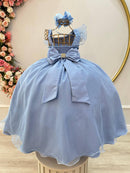 Vestido Infantil Longo Azul Formaturas Daminhas