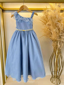 Vestido Infantil Longo Azul Formaturas Daminhas